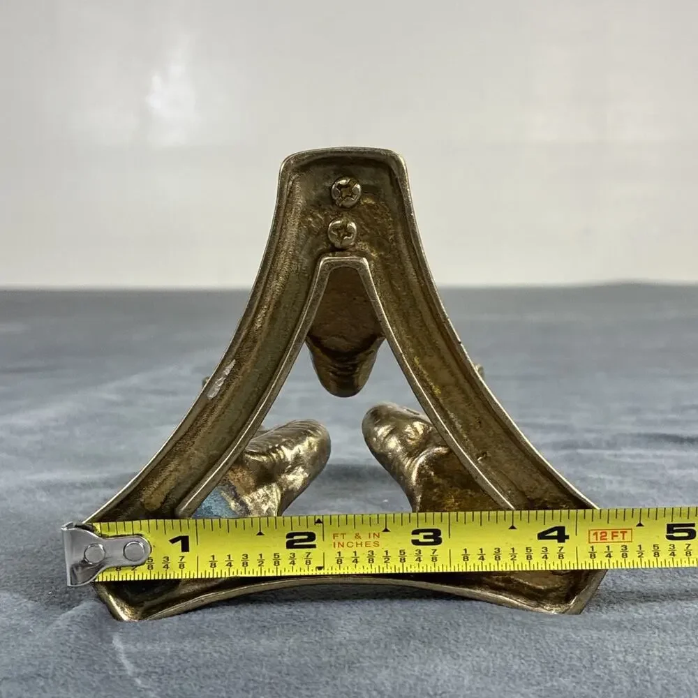 Vintage Solid Brass Three Dolphin Marble or Egg (not Included) Stand Charity